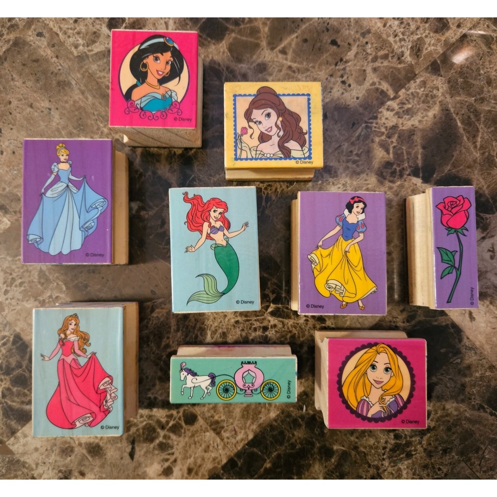 Wooden Disney Princess Rubber Stamps: Melissa & Doug Lot of‎ 9 - Picture 3 of 10